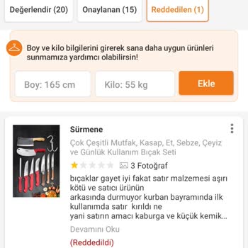 Trendyol Alınan Ürünün Kötü Çıkması Ve Sitede Kötü Yorum Yapılamaması