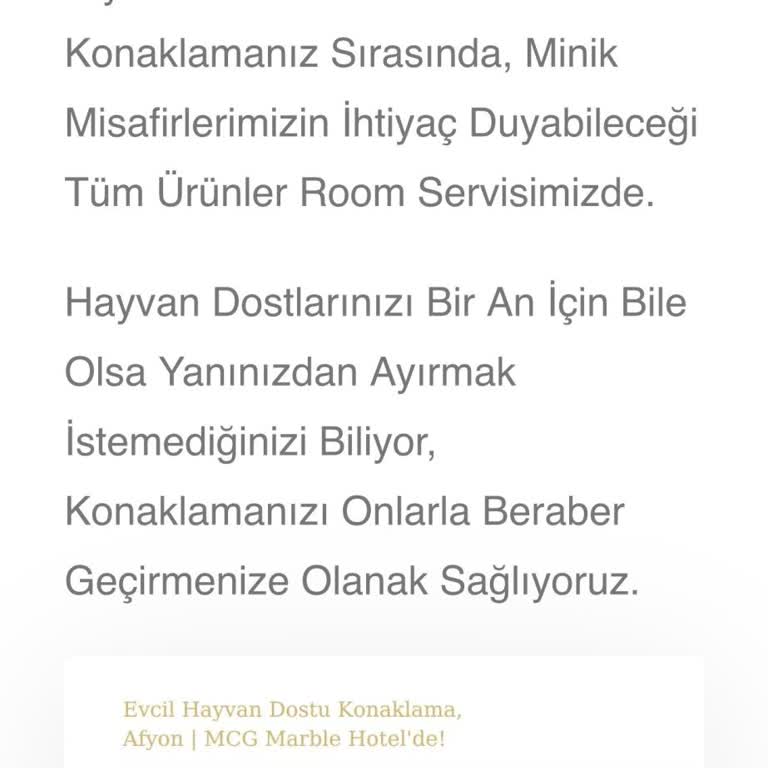 MCG Marble Hotel Web Sitelerindeki Yanlış Bilgi.