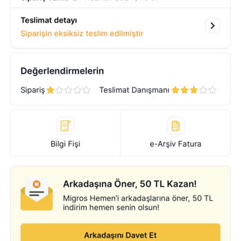 Migros Acil İlgilenilmeyen Sipariş Şikayeti
