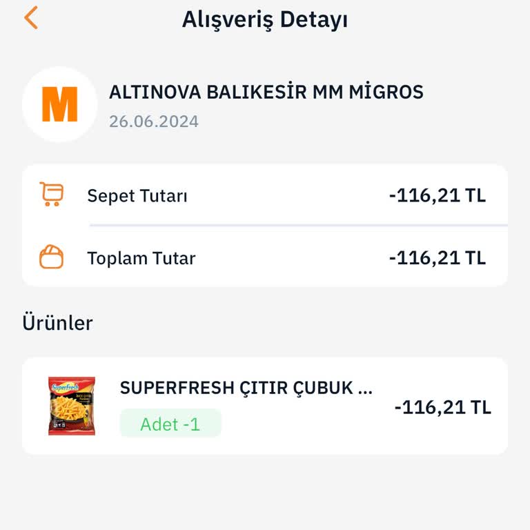Migros Sanal Market Eksik Ürün Teslimatı Ve Para İadesi Yapılmaması!