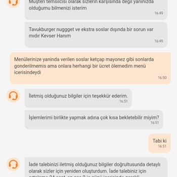 Burger King Arasta Şube Eksik Ürün Gönderiyor İade Yapmıyor