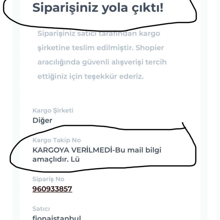 Fiona İstanbul Sipariş Durumu Bilgilendirilmemesi