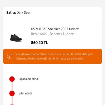 Vodafone Sipariş İptalimin Sorununu Yaşıyorum