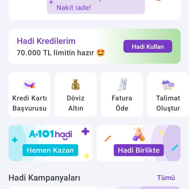 Hadi - TOMBANK Tom Katılım Bankası A101 Hadi Uygulaması İle Habersiz Hesap Açıyor