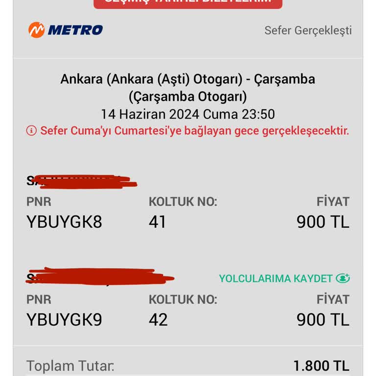 Obilet Ve Metro 1800₺ İademi Sağlamıyor