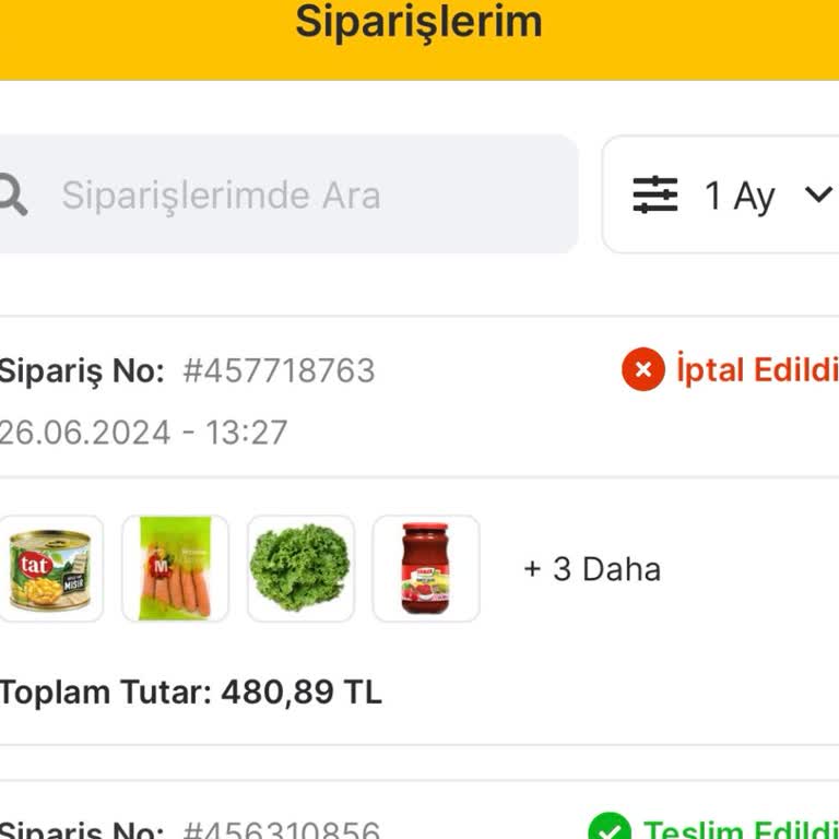 2.5 Saatte Gelmeyen Migros Hemen Siparişi