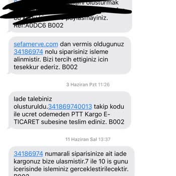 Sefamerve Ücret İadesini Yapmıyor
