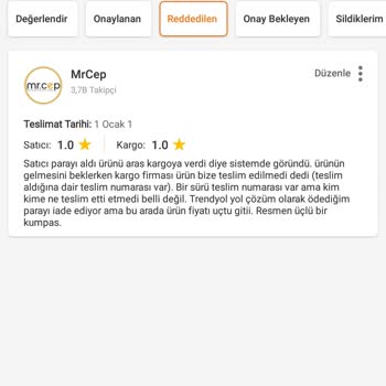Ürünümü Teslim Edemeyen Trendyol/Aras Kargo/MrCep Firmalarına Sitem