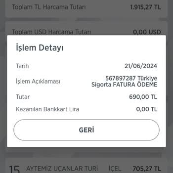 Türkiye Sigorta İzinsiz Kredi Kartı Kullanımı