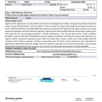 Türkiye Sigorta İzinsiz Kredi Kartı Kullanımı