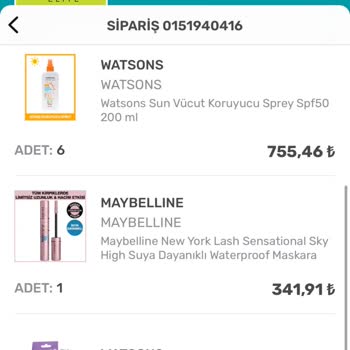 Watsons Eksik Ürün Geldi
