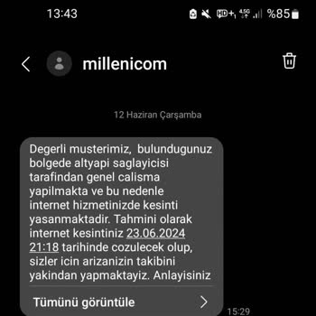 Millenicom Ev İnterneti Mağduriyeti