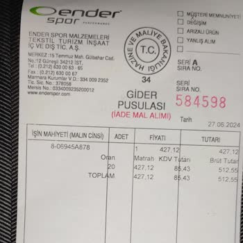 Ender Spor Bağcılar/İstanbul Mağazası İade Ürün Kabul Etmiyor