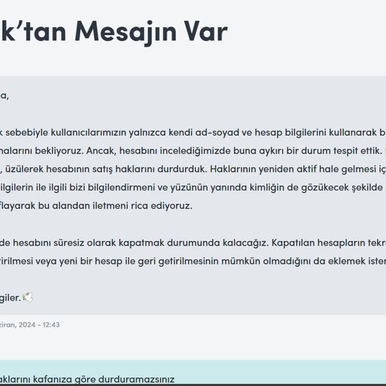 Bionluk Hesabın Durduk Yere Askıya Alınması Ve Paranın Yatmaması