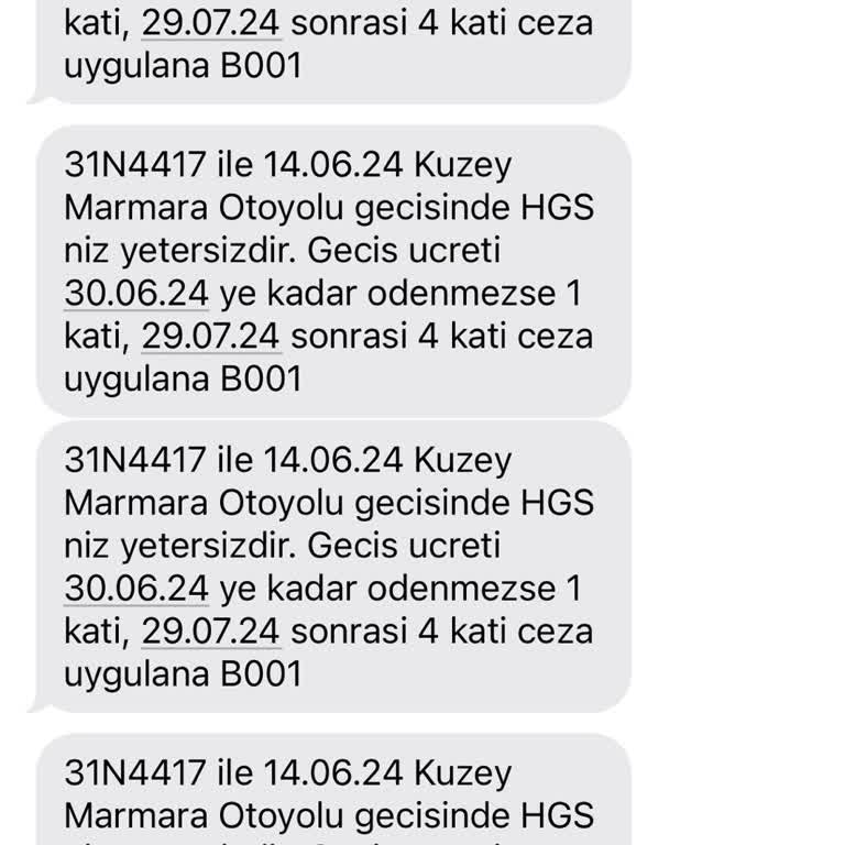 Adıma Kayıtlı Olmayan Plaka İle Sürekli HGS Geçiş İhlali Mesajı