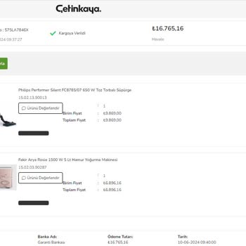 Çetinkaya Ürünümü Göndermiyor Ve Ulaşılamıyor