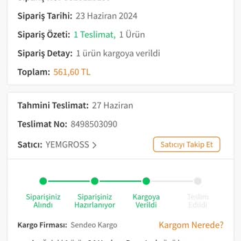 Trendyol Yemgross Ticaret Sendeo Kargo Problemi