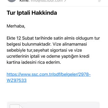 SSC Tur İadem 1,5 Aydır Hesabıma Geçmedi