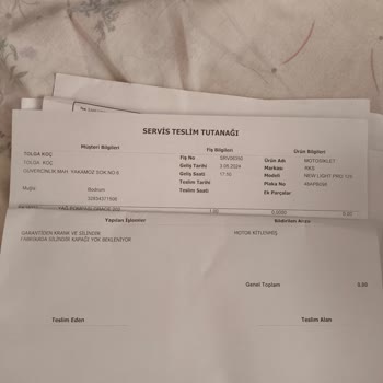 RKS Motor RKS New Light Pro125 Tamir Süresi