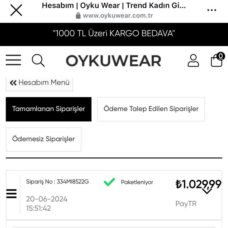 Oyku Wear Siparişim Kargoya Verilmiyor