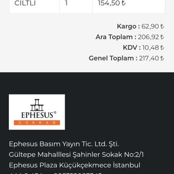 Ephesus Dükkan Siparişim Hala Gelmedi