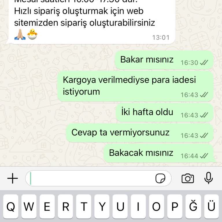 MÜQ Ürünüm Gelmedi Para İadesi İstiyorum