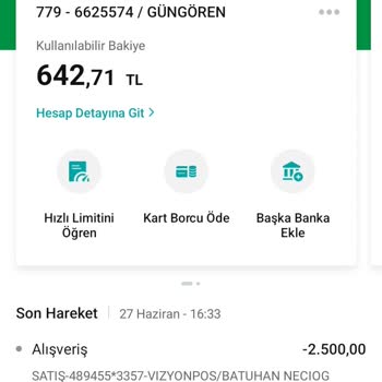 VizyonPos İznim Dışı 2500 TL