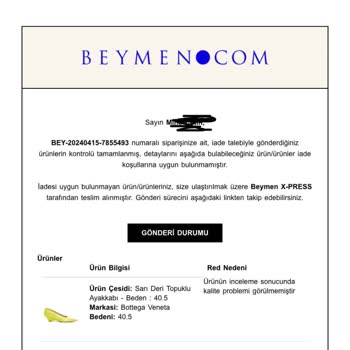 Beymen'in Ürünlerinin Arkasında Durmaması