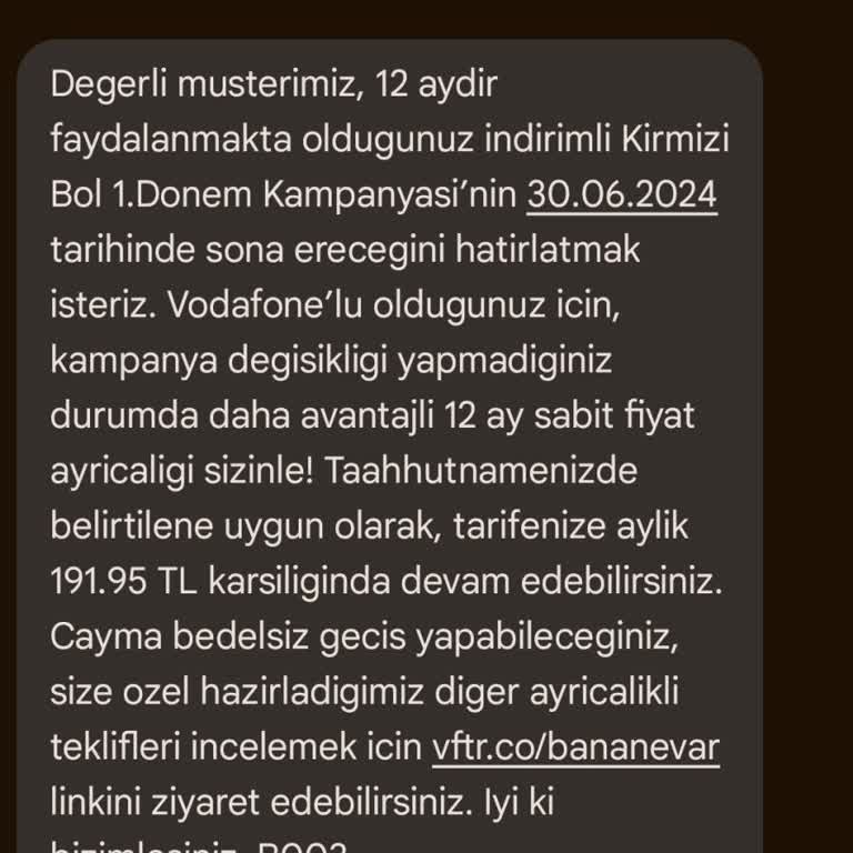 Vodafone Kırmızı Bol Tarife 2NCI Dönem Karmaşası