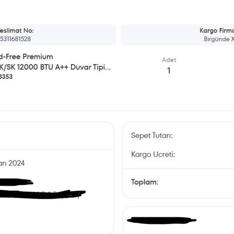 A101 Samsung Marka Klima Satın Alma Ve Kargo Süreci İle İlgili Şikayet