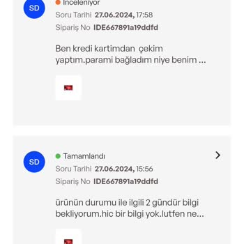 İdefix Ürünüm Kargoya Verilmedi