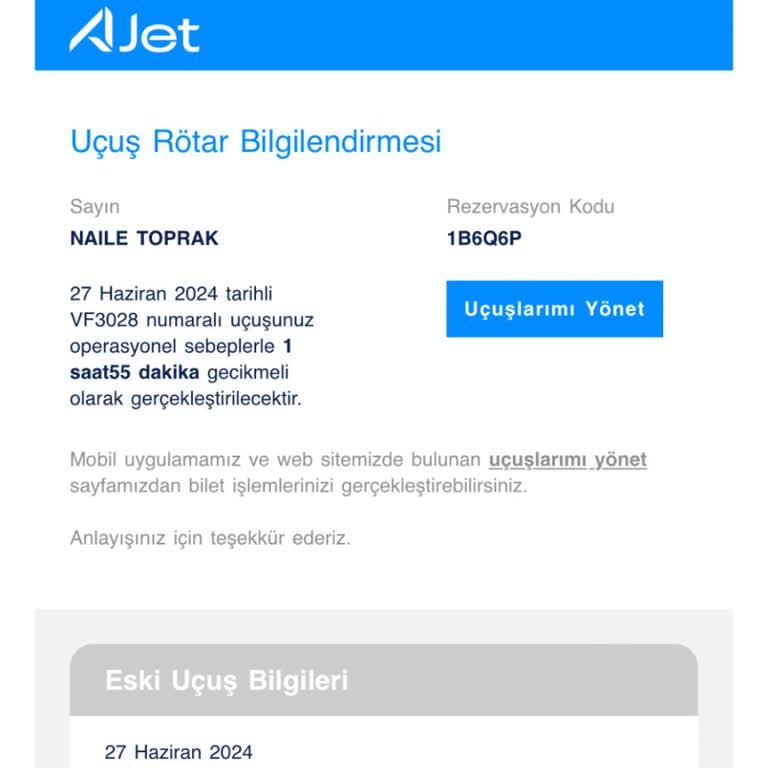 Anadolu Jet Uçuş Erteleme Politikası