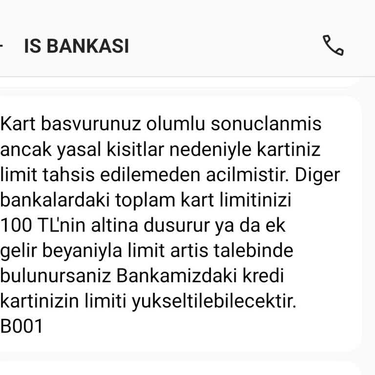 İş Bankası Kredi Kartı Limit Sorunu (100 TL Limit Olur Mu? )