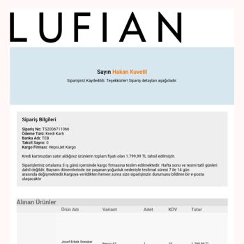 Lufian Yanlış Ve Kalitesiz Ürün Gönderimi