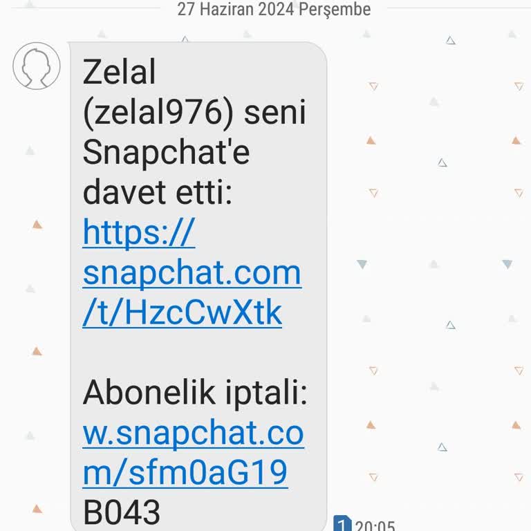 Snapchat Davet Mesajı Geldi.