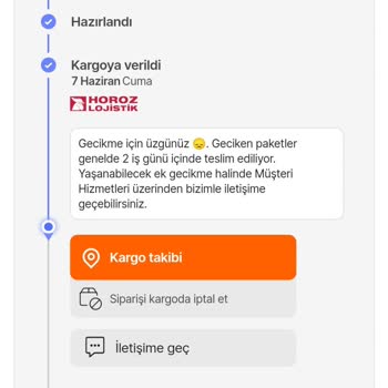 Horoz Lojistik Teslimatı Yapmıyor Ve Geri Dönüş Sağlamıyor.