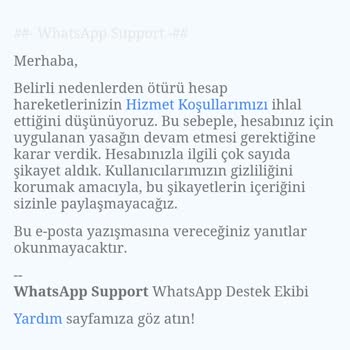 WhatsApp Hesap Kapama