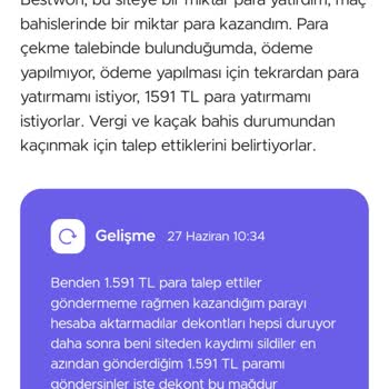 Bestwon Kazandığım Parayı Ödemeyen Siteye Dikkat!