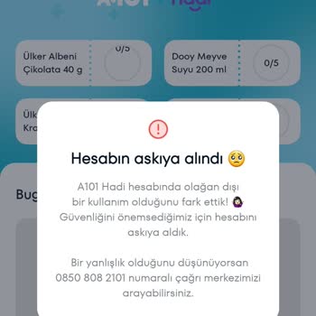 A101 Hesabım Askıya Alındı Lütfen Düzeltebilir Misiniz
