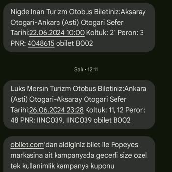 Obilet Firmasından Bilet Almadığım Halde Bilet Mesajı Geliyor.