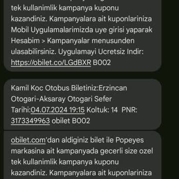 Obilet Firmasından Bilet Almadığım Halde Bilet Mesajı Geliyor.