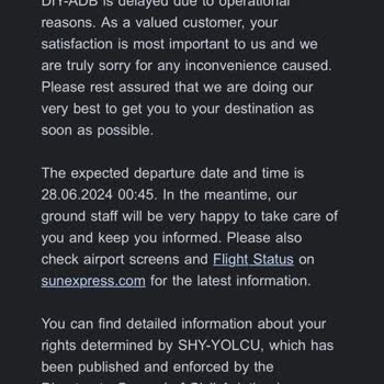 Sunexpress 9 Saat 20 Dakikalık Rötar