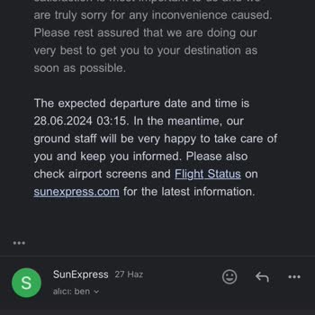 Sunexpress 9 Saat 20 Dakikalık Rötar