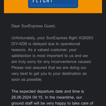 Sunexpress 9 Saat 20 Dakikalık Rötar