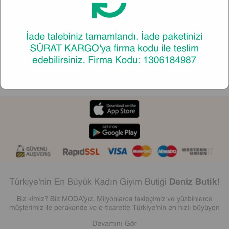 Deniz Butik Nakit İadesini Geciktiriyor