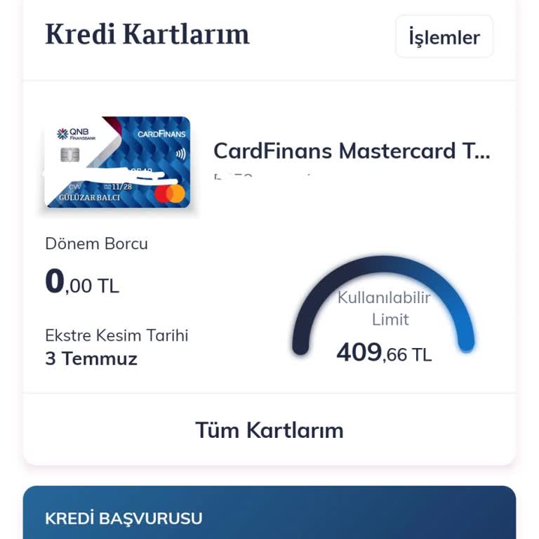 QNB Finansbank Kredi Kartı Limit Kısıtı