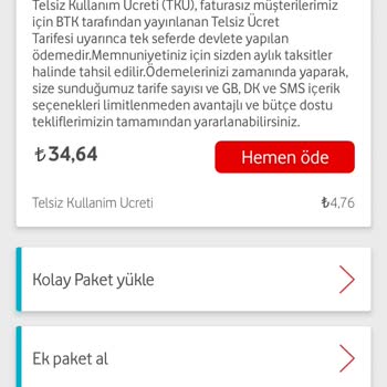 Vodafone Telsiz Kullanım Ücreti