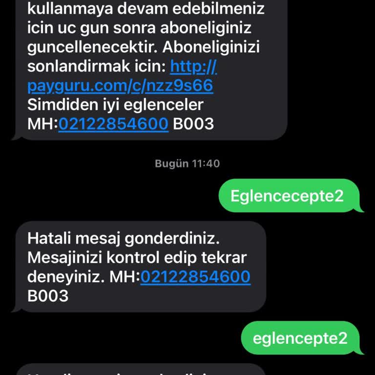 3544 Eğlencecepte2 Vodafone İzinsiz Üyelik