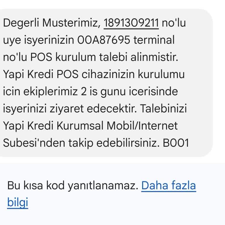 Yapı Kredi Bankası Olmayan Şirketim İçin Pos Kurulum Talebi