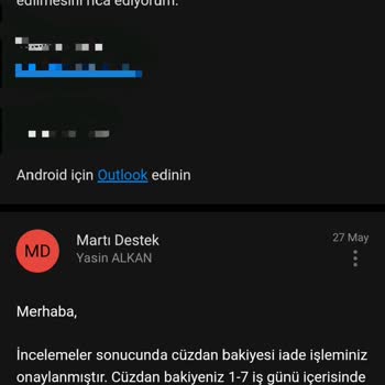 Marti Cüzdan Bakiyesi İadesi
